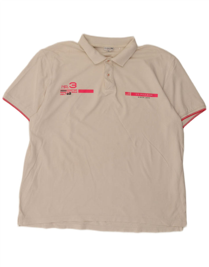 Polo Assn. Polo grafica da uomo 4XL Bianca