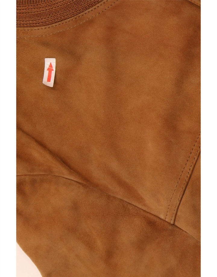 Giubbotto bomber in pelle scamosciata vintage da uomo UK 38 in pelle marrone medio
