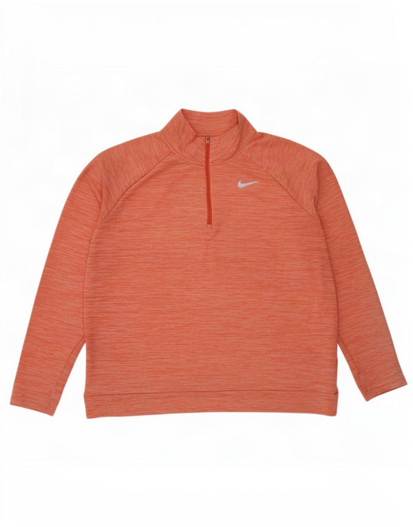 Felpa da donna Nike Dri Fit con collo e zip, maglione UK 18 XL arancione screziato