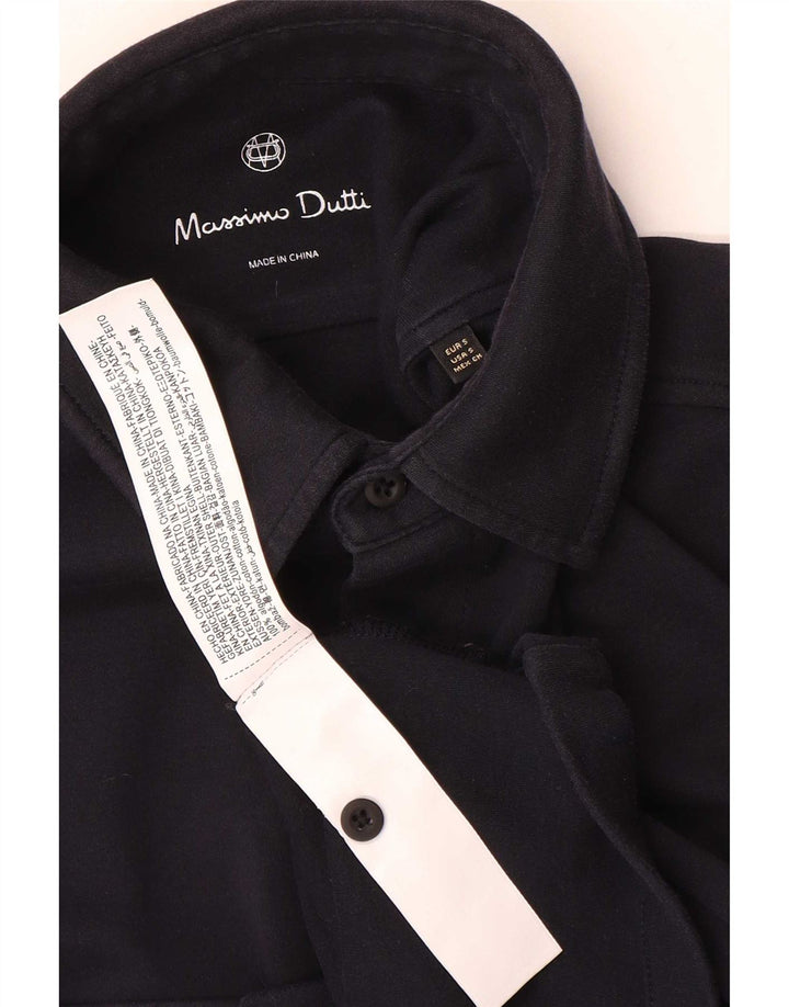Camicia a maniche corte da uomo Massimo Dutti piccola in cotone nero