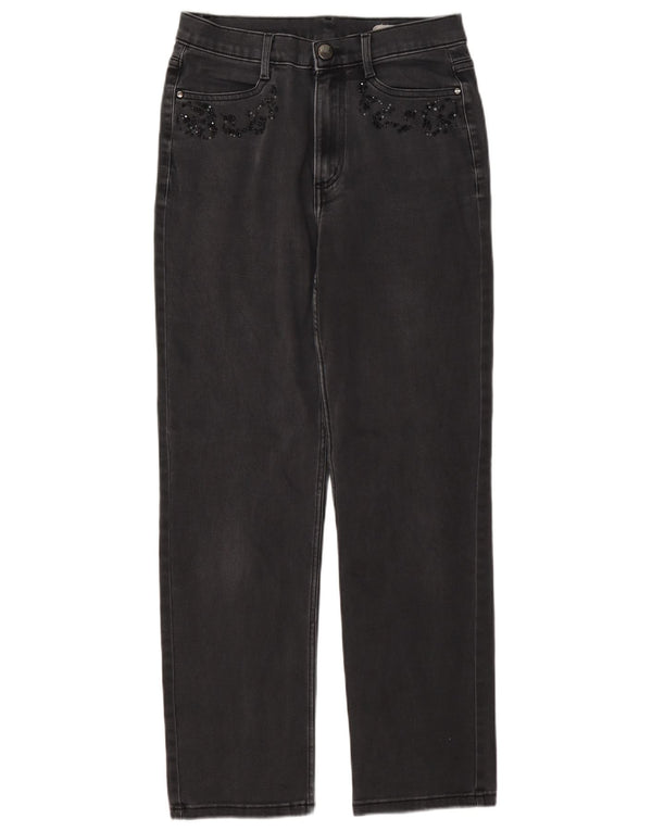 Jeans dritti da donna Marks & Spencer UK 10 piccoli W27 L28 cotone grigio