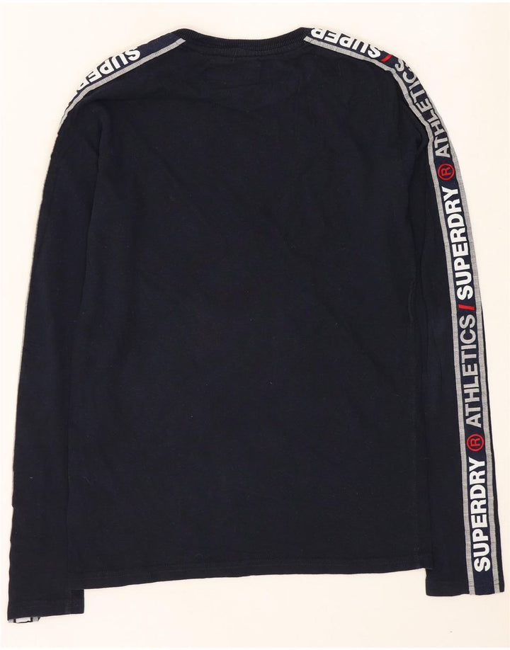 Top grafico da uomo Superdry a maniche lunghe in cotone blu navy medio
