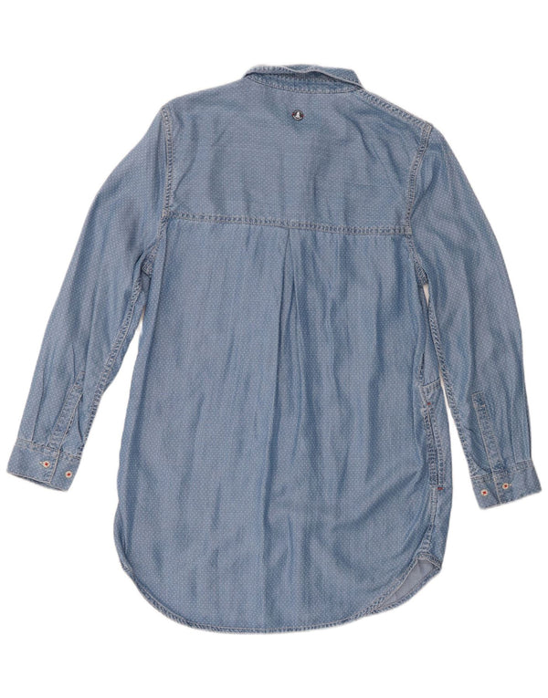 Abito camicia di jeans da donna Barbour UK 10 Piccolo Lyocell maculato blu