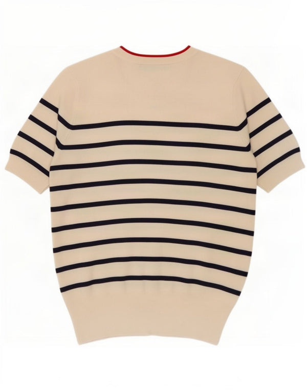 Camicetta a maniche corte da donna Zara UK 12 Viscosa a righe bianco sporco medio