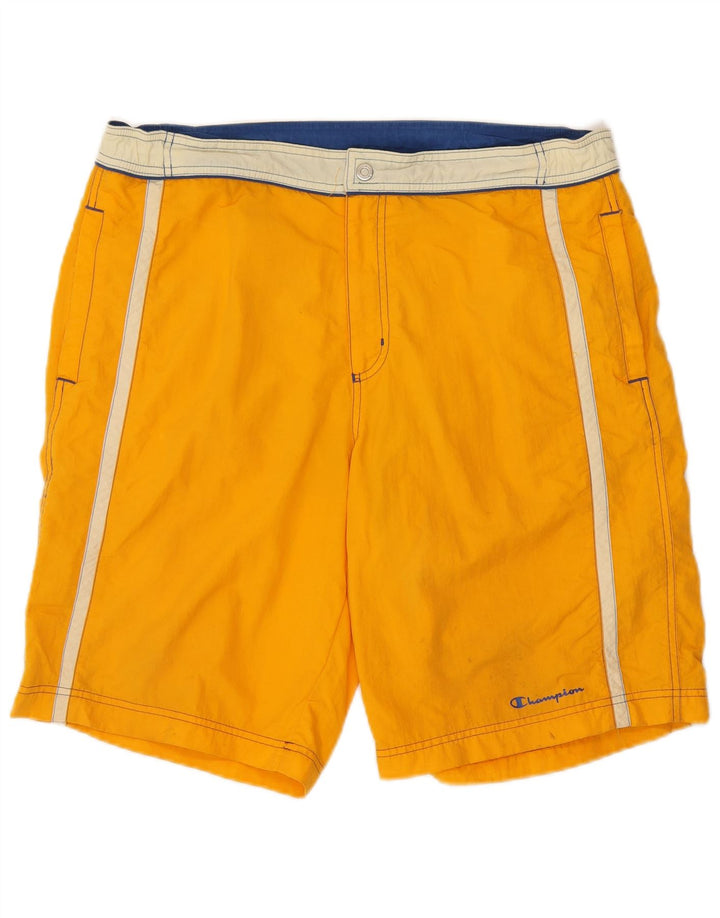 Pantaloncini da bagno grafici da uomo Champion Large in poliammide color block giallo