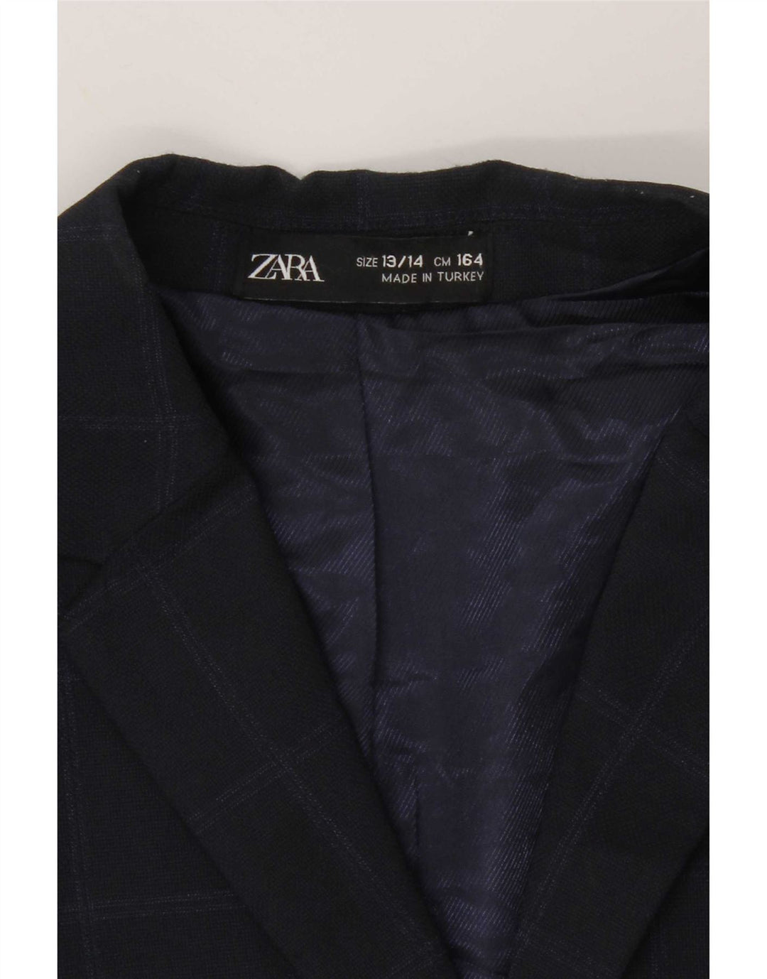 Giacca blazer a 2 bottoni Zara da ragazzo 13-14 anni in poliestere a quadri blu navy