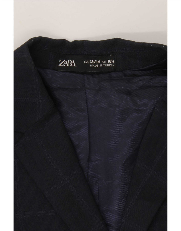 Giacca blazer a 2 bottoni Zara da ragazzo 13-14 anni in poliestere a quadri blu navy
