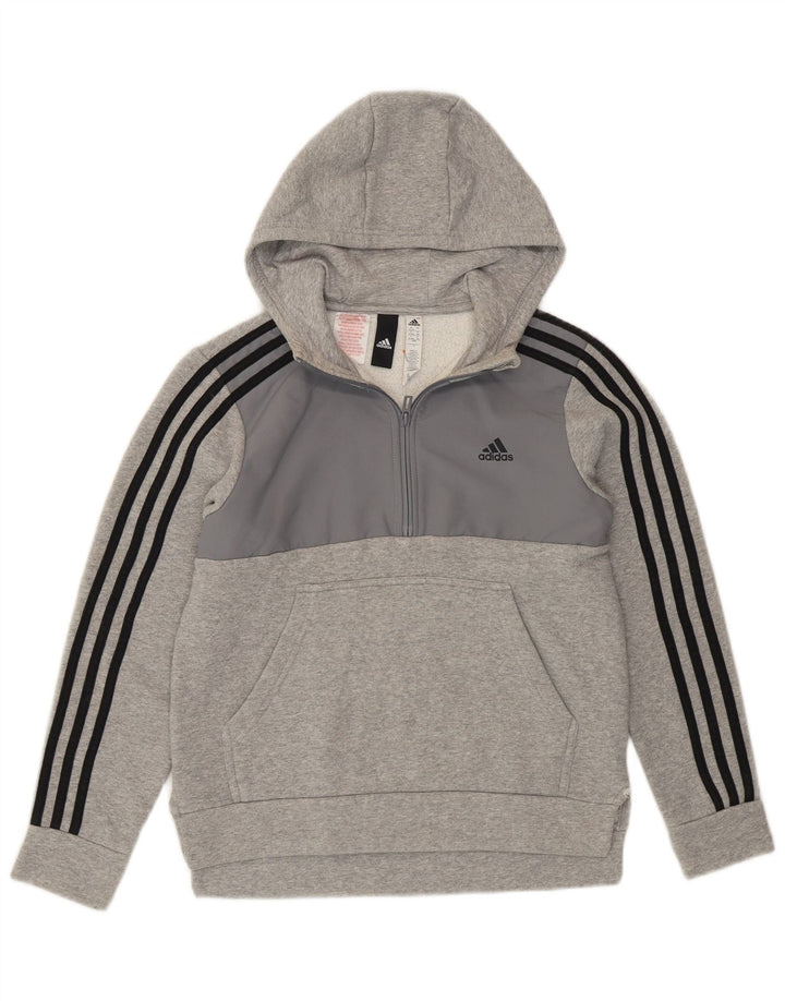 Maglione con cappuccio e zip ADIDAS per ragazzi 12-13 anni Colorblock grigio