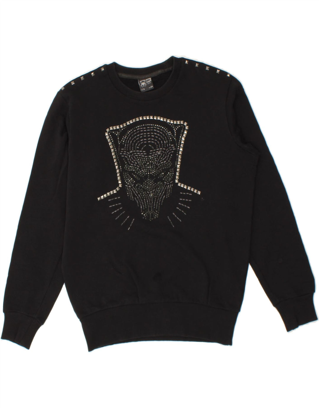 VINTAGE Womens Graphic Sweatshirt Jumper UK 10 Small Black Cotton Vintage Vintage and Second-Hand Vintage from Messina Hembry 