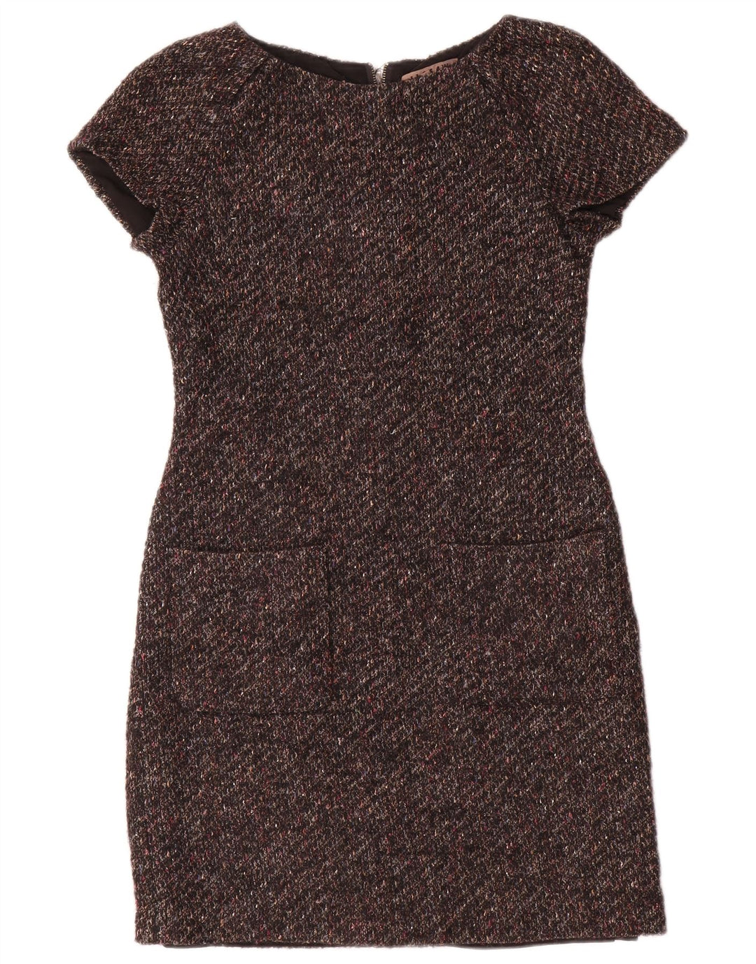 Abito tubino da donna Jigsaw UK 8 piccolo in lana screziata marrone