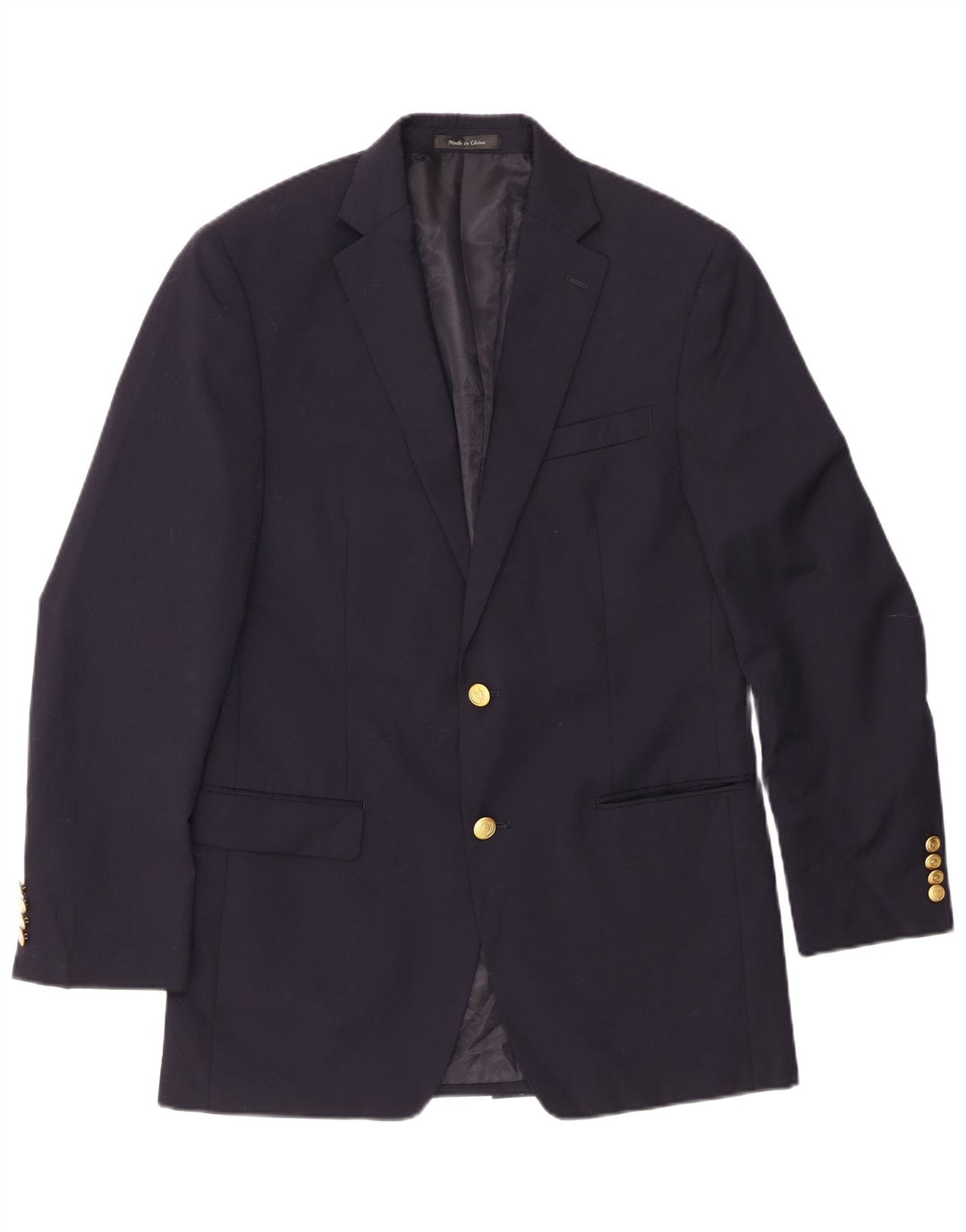 Giacca blazer a 2 bottoni lunga da uomo Chaps UK 38 media lana blu navy