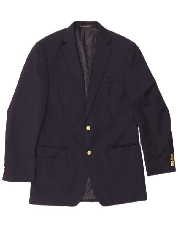 Giacca blazer a 2 bottoni lunga da uomo Chaps UK 38 media lana blu navy