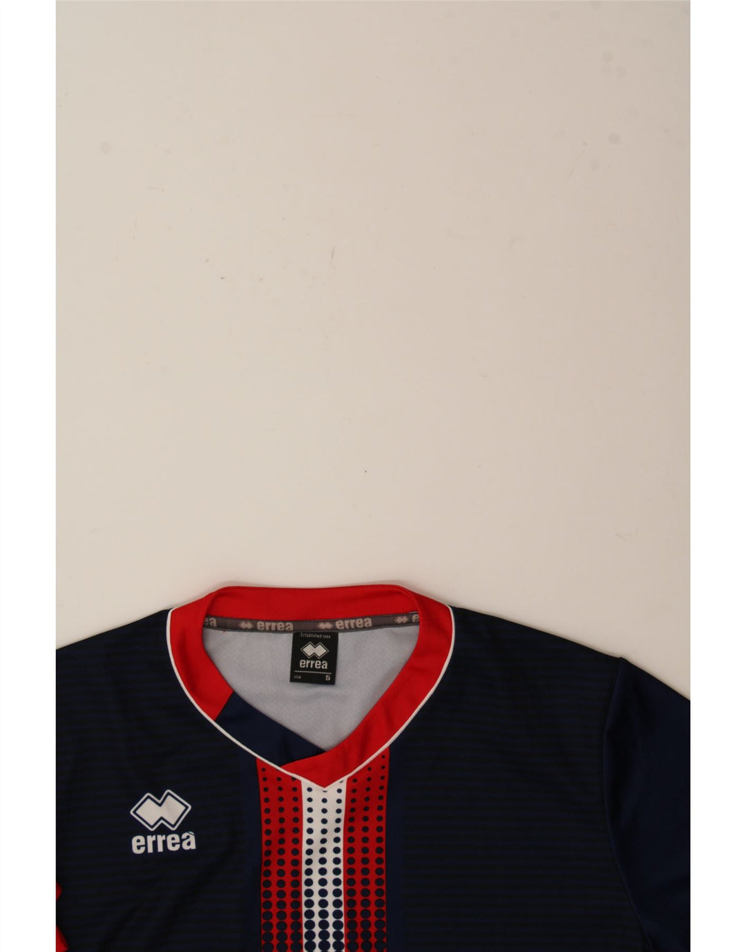 ERREA Mens T-Shirt Top Small Navy Blue Spotted Polyester Vintage Errea and Second-Hand Errea from Messina Hembry 