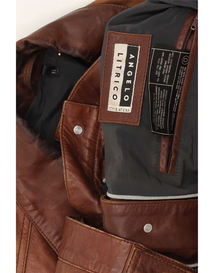 Angelo Litrico Giacca da uomo in pelle bomber di C&A UK 42 XL Marrone