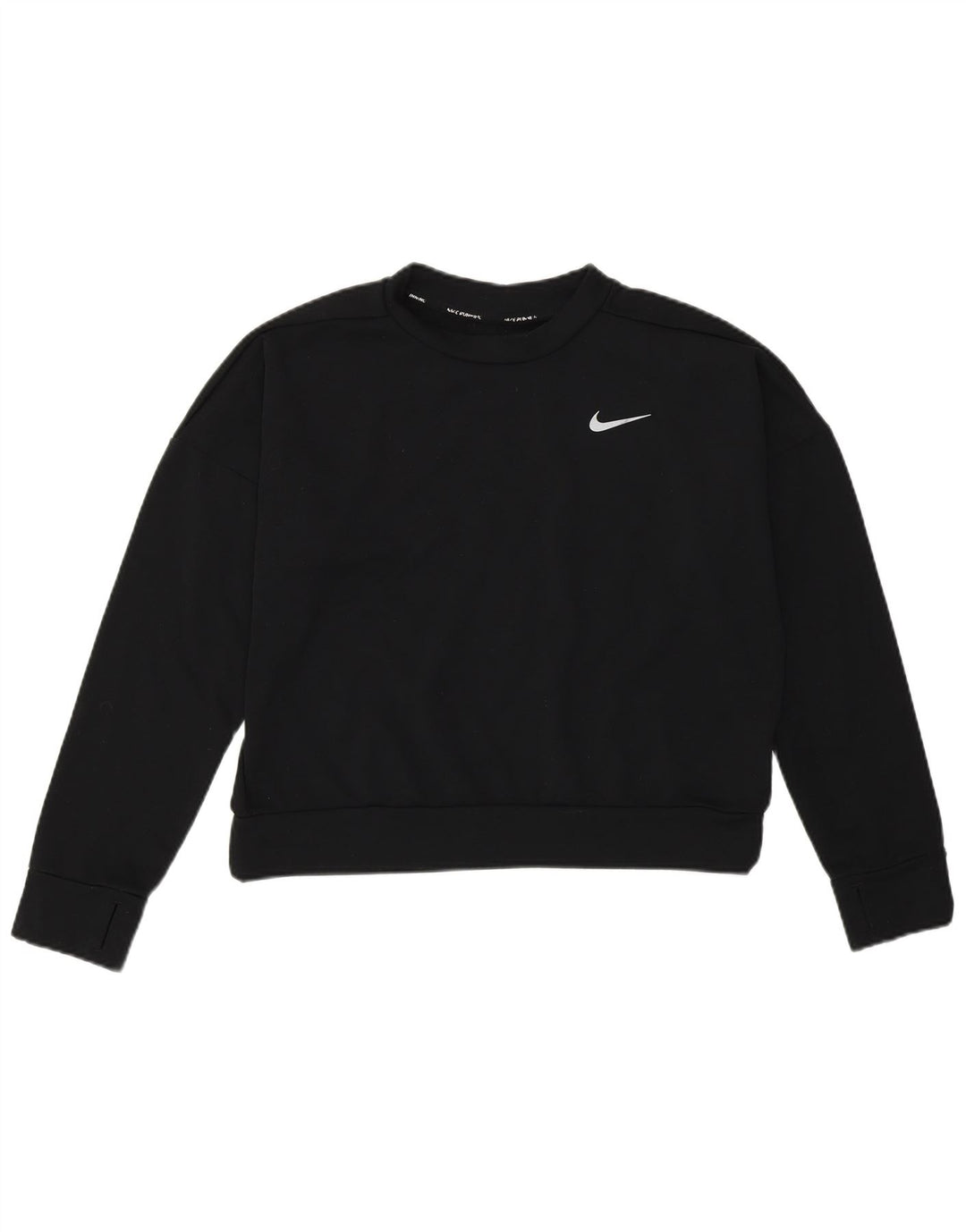 Nike - Felpa corta da donna, maglione, UK 12, medio, nero, poliestere, sportivo