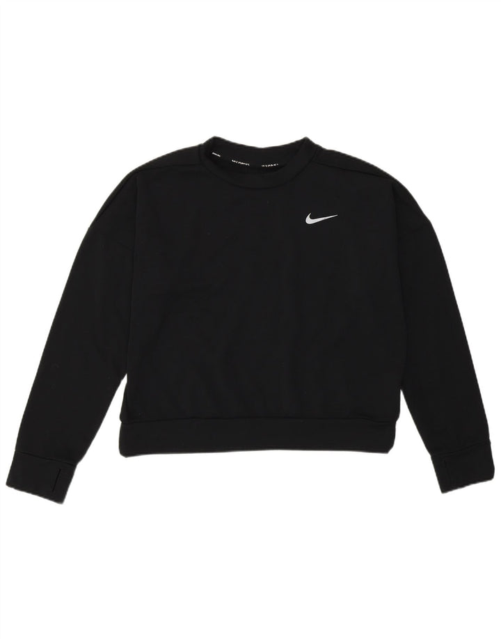Nike - Felpa corta da donna, maglione, UK 12, medio, nero, poliestere, sportivo