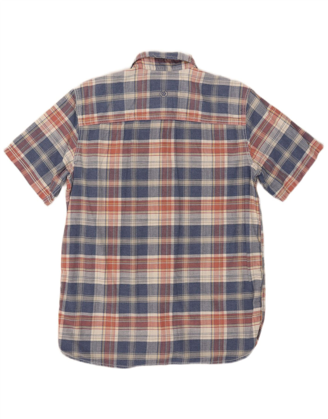 Camicia a maniche corte da uomo Fat Face in cotone a quadri blu piccolo