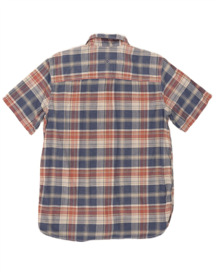 Camicia a maniche corte da uomo Fat Face in cotone a quadri blu piccolo