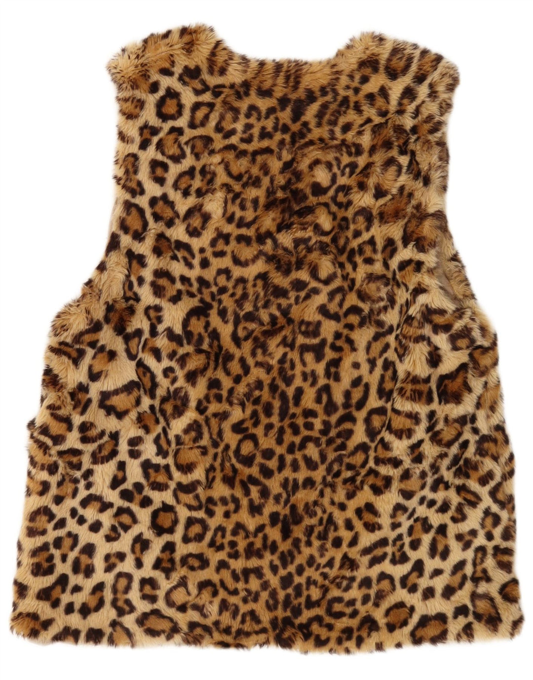 ZARA Gilet Bambina in Pelliccia Sintetica 13-14 Anni Marrone Poliestere Stampa Animalier