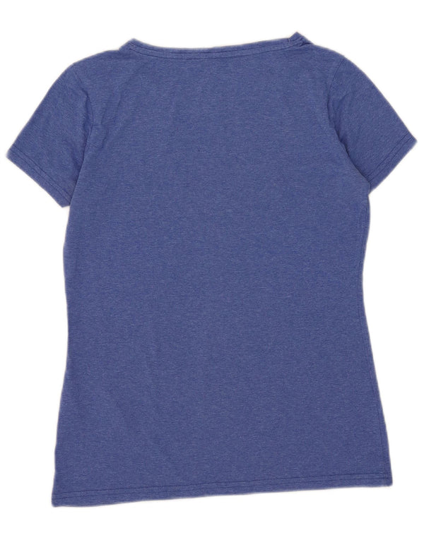 T-shirt grafica da donna Asics Top UK 10 piccola in cotone chiazzato blu