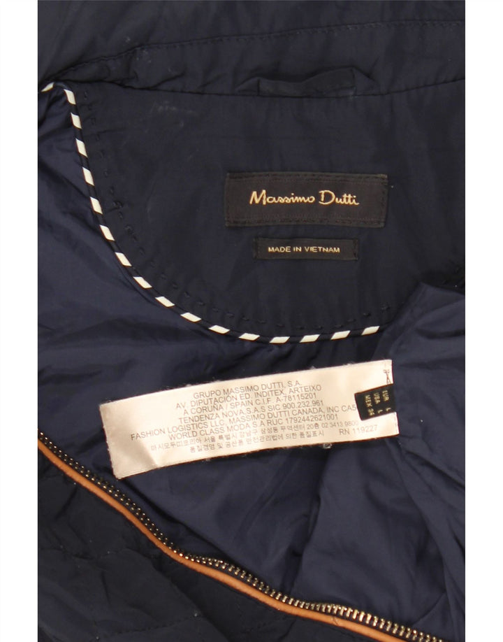 Gilet trapuntato da donna Massimo Dutti UK 14 grande nylon blu navy