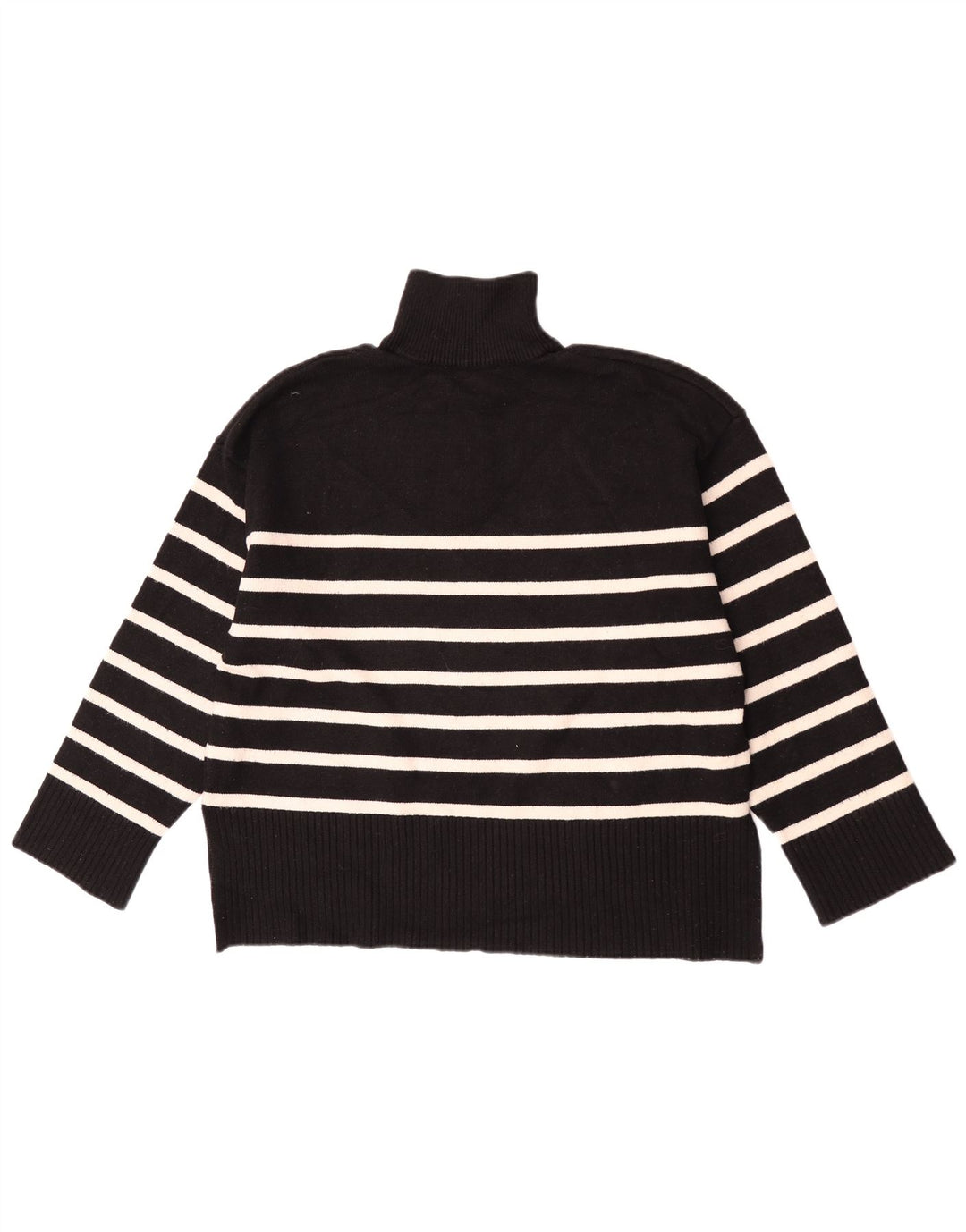 Maglione Zara da donna oversize con collo e zip UK 10 piccolo a righe nere