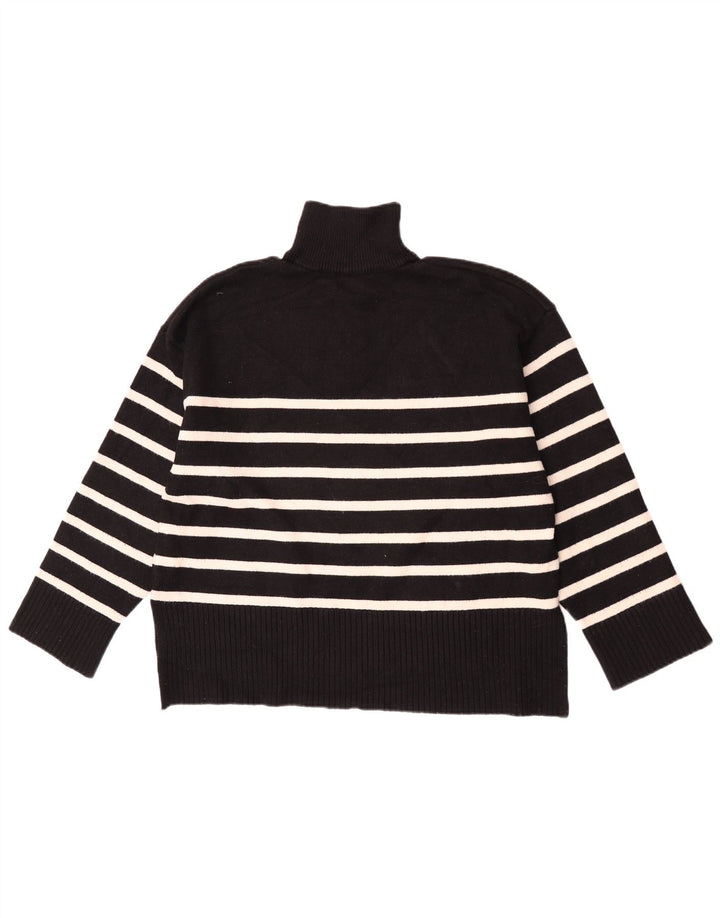 Maglione Zara da donna oversize con collo e zip UK 10 piccolo a righe nere