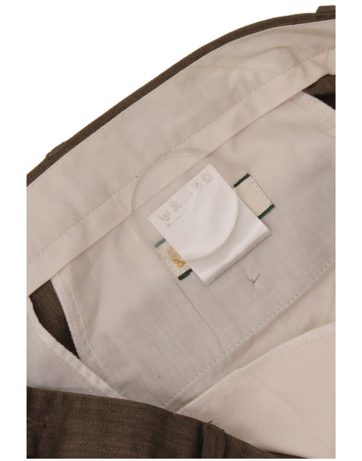Pantaloni da abito con pegging affusolati da uomo Marks & Spencer W40 L29 poliestere marrone