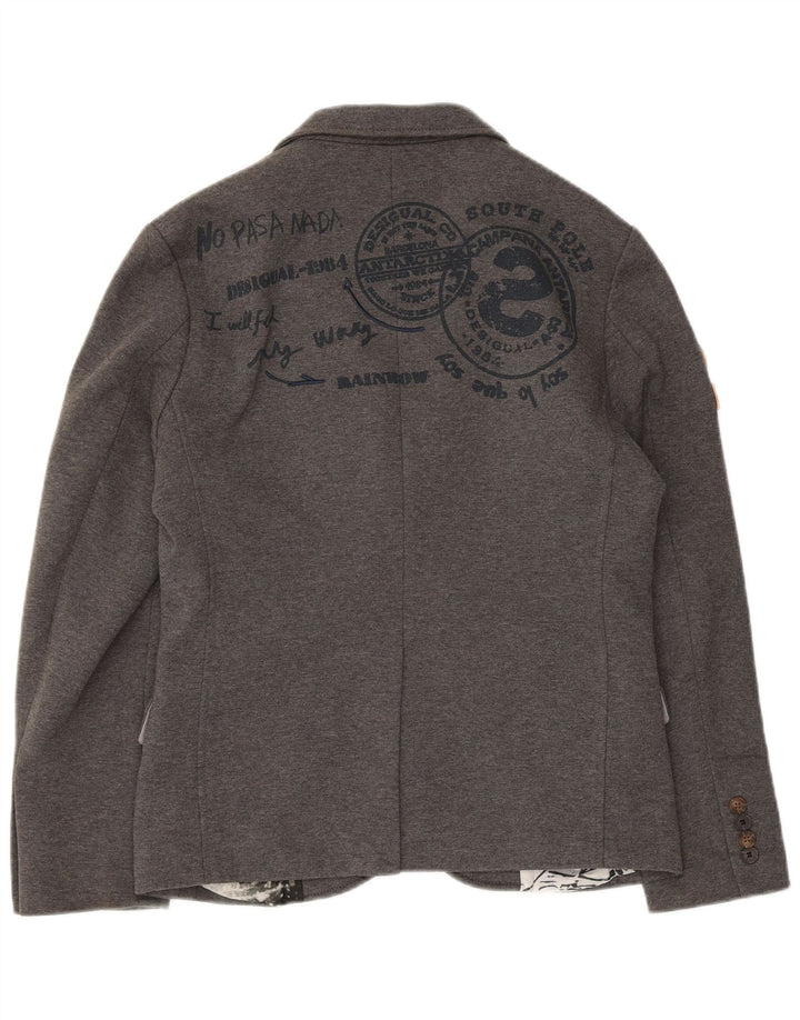 Desigual Giacca da uomo con grafica a 2 bottoni IT 48 Poliestere grigio medio