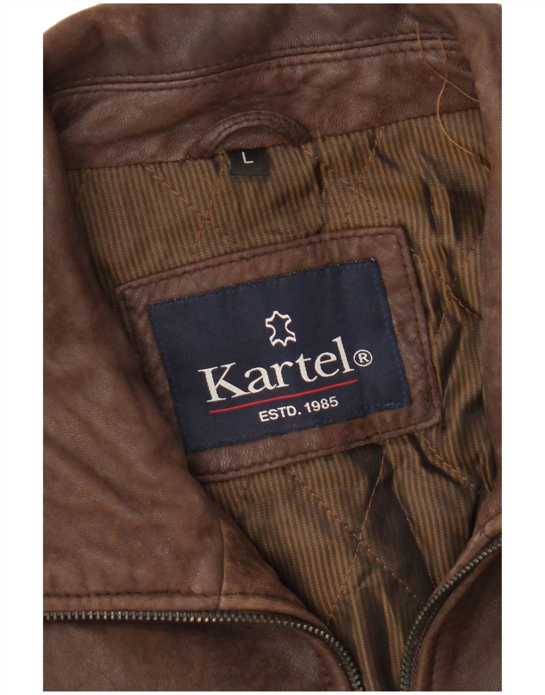 Giacca in pelle da uomo Kartel UK 40 Large in pelle marrone