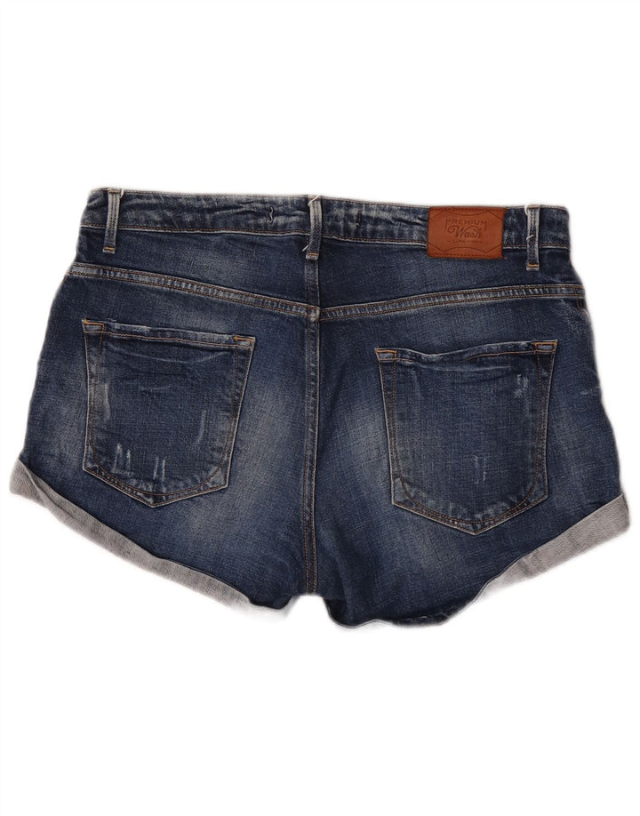 Pantaloncini di jeans da donna Zara EU 40 medi W30 cotone blu navy