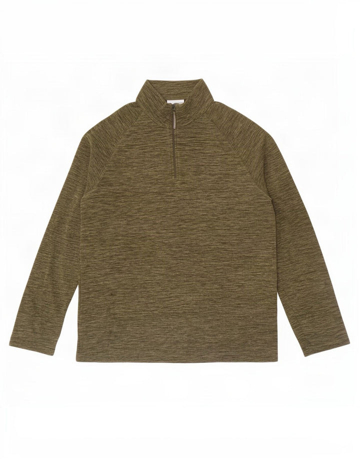 Mountain Warehouse Maglione in pile da uomo con collo e zip medio kaki chiazzato