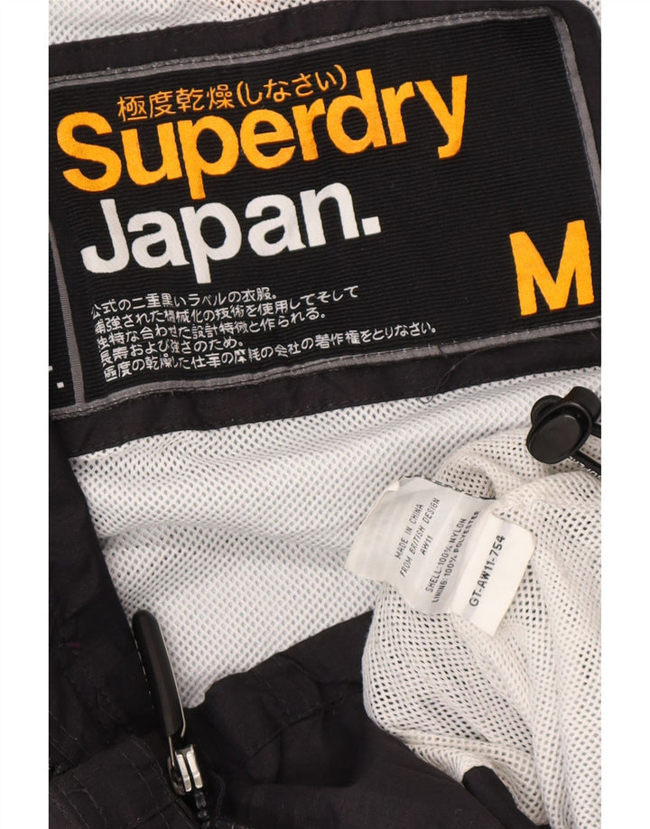 Giacca antipioggia grafica da donna Superdry Windcheater UK 14 nylon nero medio