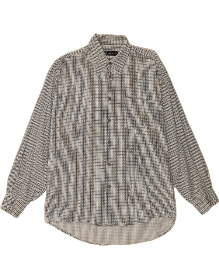 LERROS Mens Shirt Large White Check Cotton Vintage Lerros and Second-Hand Lerros from Messina Hembry 
