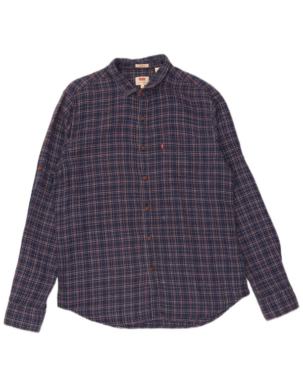 Camicia Levi's da uomo slim fit grande in cotone a quadri blu navy