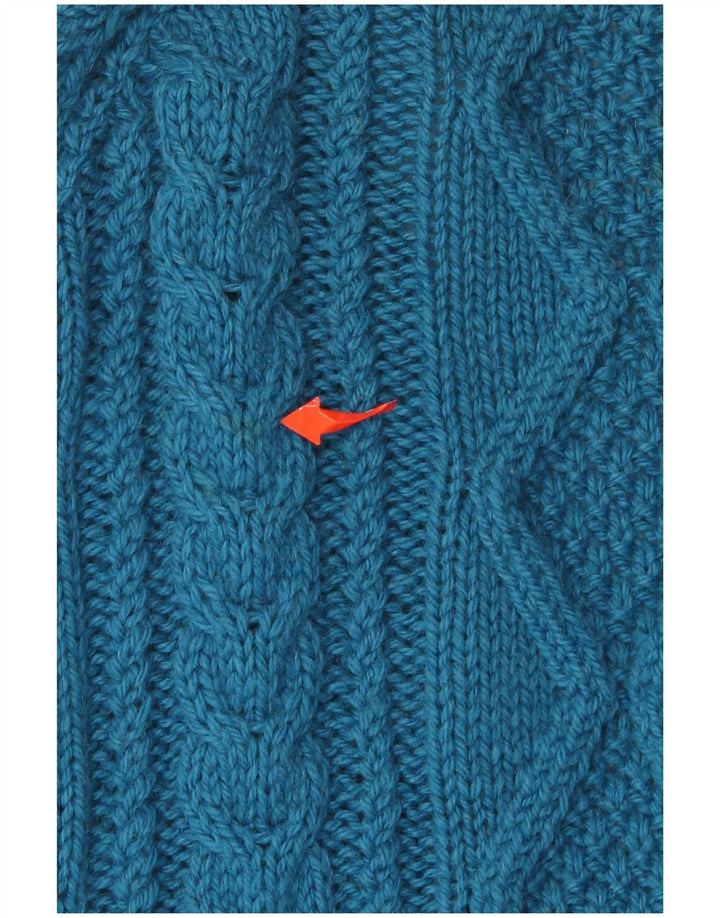 Maglione cardigan con maniche a 3/4 da donna VINTAGE UK 16 grande blu