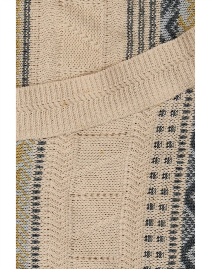 Maglione cardigan da uomo Settebello grande cotone Fair Isle beige