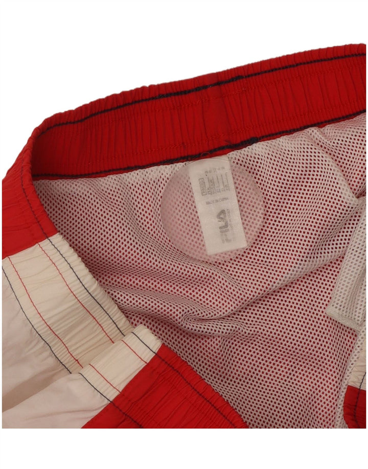Pantaloncini da bagno grafici da uomo Fila piccoli in poliestere color block rosso