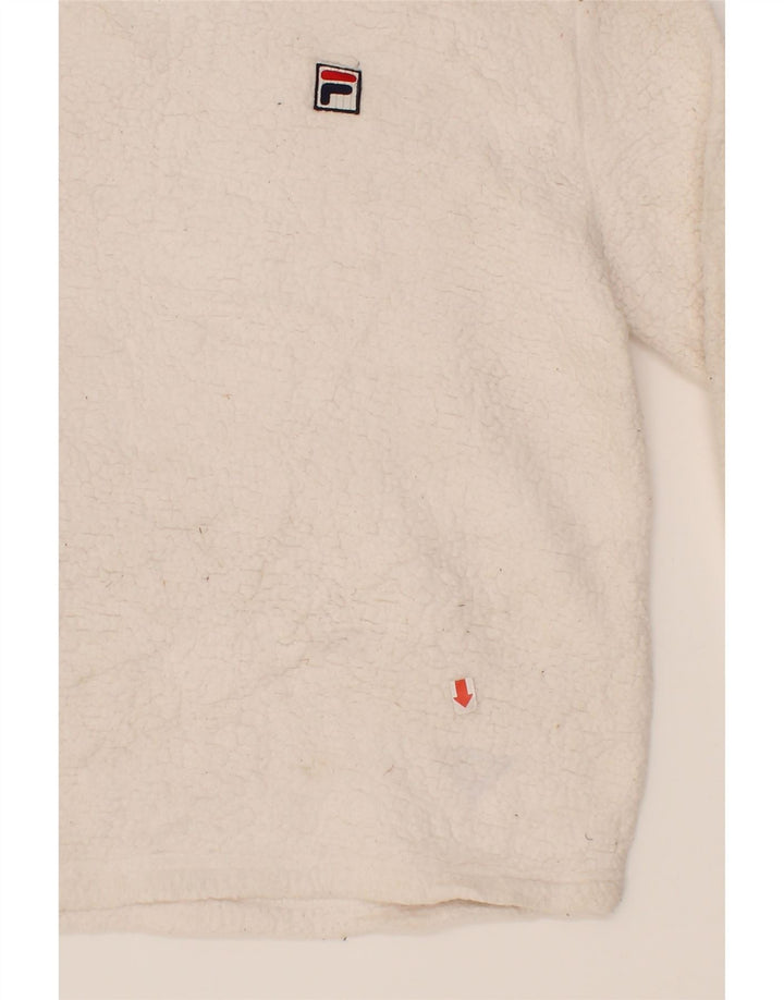 FILA Womens Hooded Fleece Jumper UK 10 Small White Polyester Vintage Fila and Second-Hand Fila from Messina Hembry 