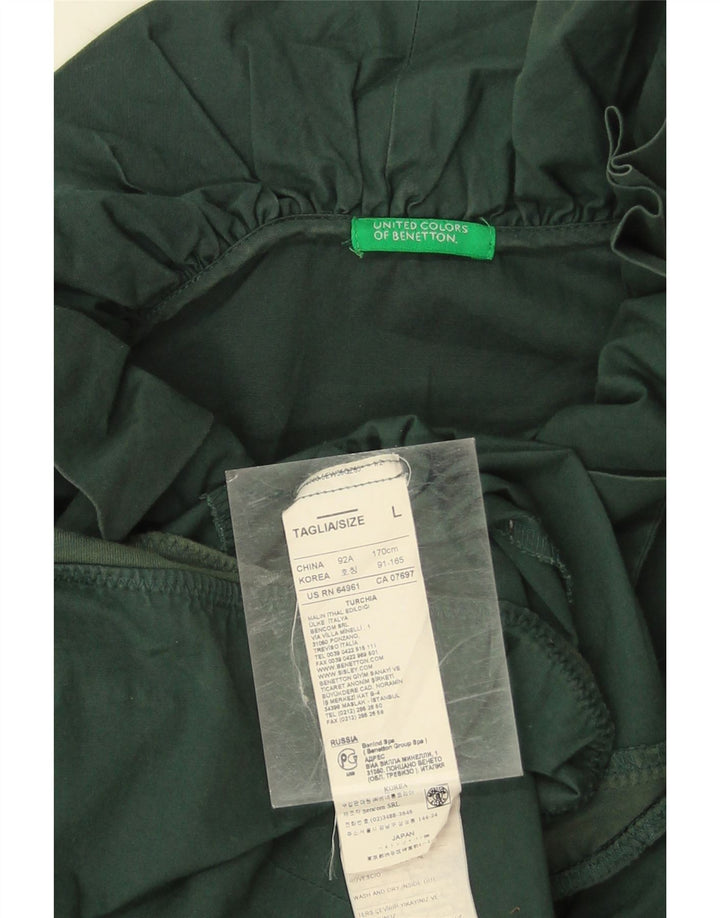 Body da donna Benetton con volant sul davanti UK 16 grande cotone verde
