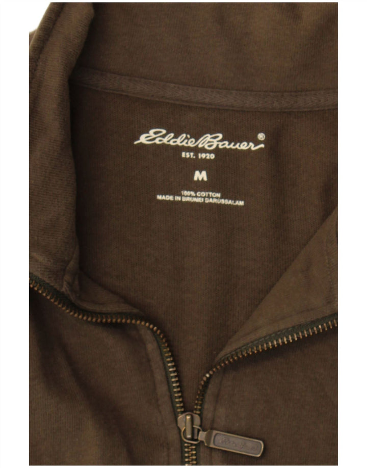Eddie Bauer Top da uomo con zip e collo a maniche lunghe in cotone kaki medio