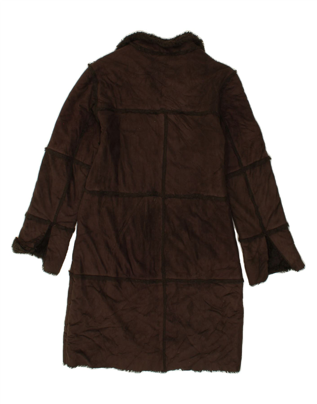 VINTAGE Womens Oversized Sherpa Overcoat UK 10 Small Brown Polyester Vintage Vintage and Second-Hand Vintage from Messina Hembry 