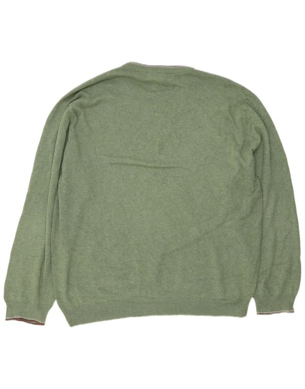 Maglione maglione girocollo vestibilità regolare da uomo Chaps 2XL cotone verde
