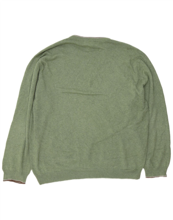 Maglione maglione girocollo vestibilità regolare da uomo Chaps 2XL cotone verde