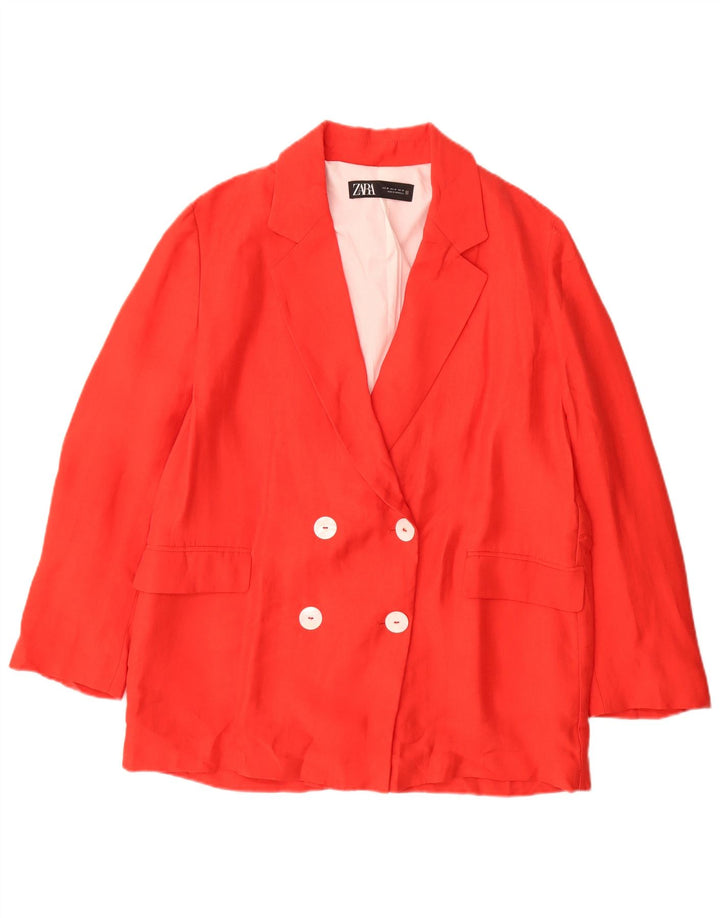 Giacca blazer doppiopetto da donna Zara UK 14 Lyocell rosso medio