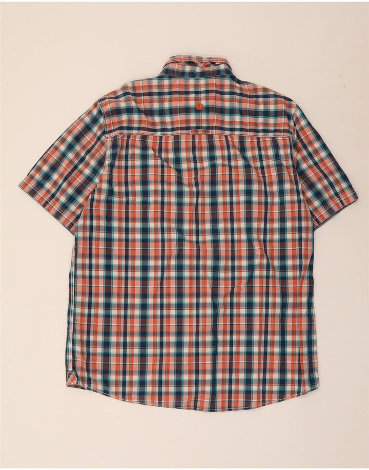 FAT FACE Camicia da uomo a maniche corte vestibilità classica XL in cotone a quadri multicolore