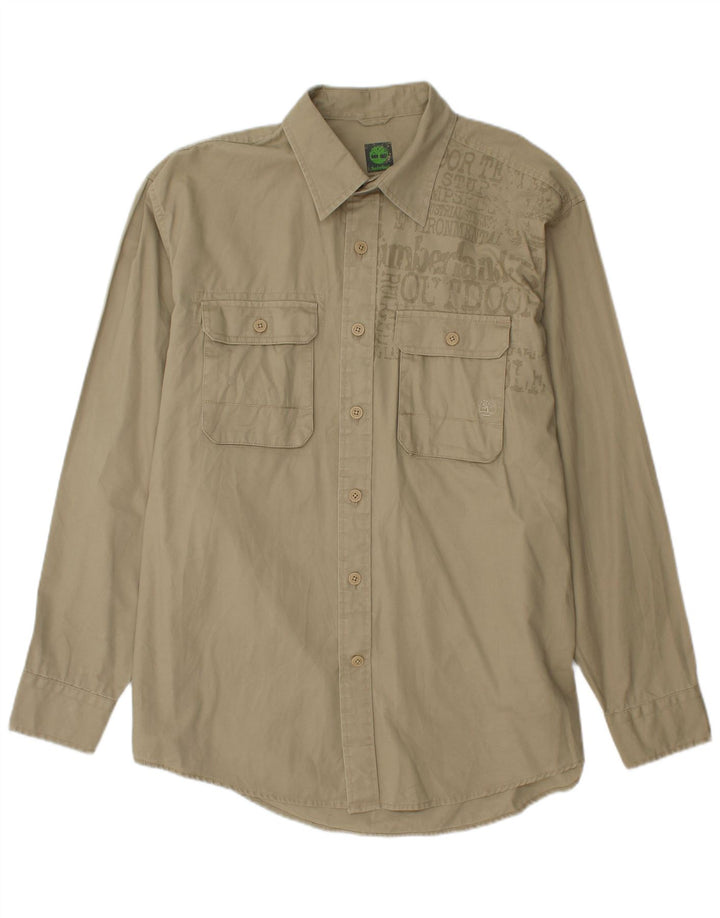 TIMBERLAND Camicia grafica da uomo grande in cotone kaki