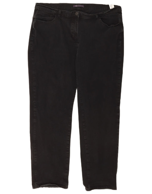 Jeans dritti da donna Marks & Spencer UK 18 XL W36 L28 Cotone nero