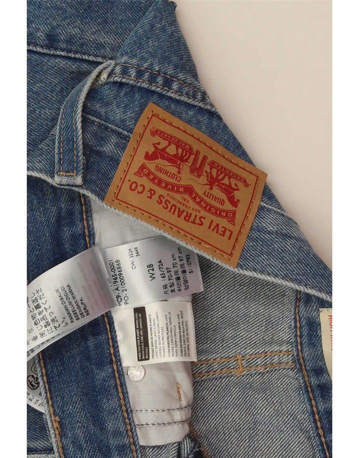 Pantaloncini di jeans a vita alta mamma da donna Levi's W28 cotone blu medio