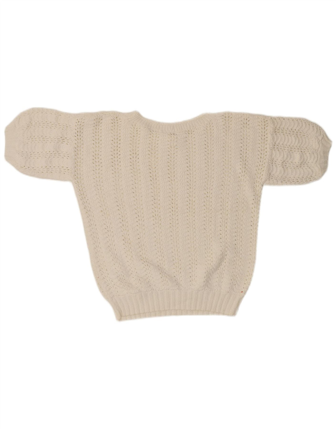 Maglione maglione girocollo a maniche corte da donna VINTAGE UK 14 bianco medio